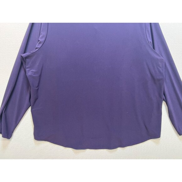 Roz & Ali Womens Long Sleeve T-Shirt Size 3X Purple V-Neck Stretch Casual Top - Picture 8 of 9